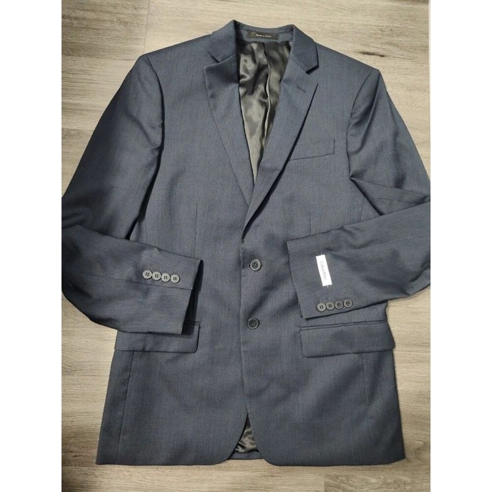 Calvin Klein Men's Wool navy blue Blazer Suit Jacket tuxedo tailored 38R new